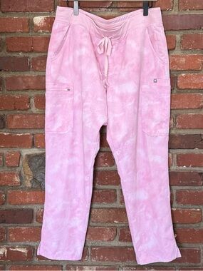 Figs women's Yola yoga scrub pants size XL petite pink marbled rose -FLAWS NOTE